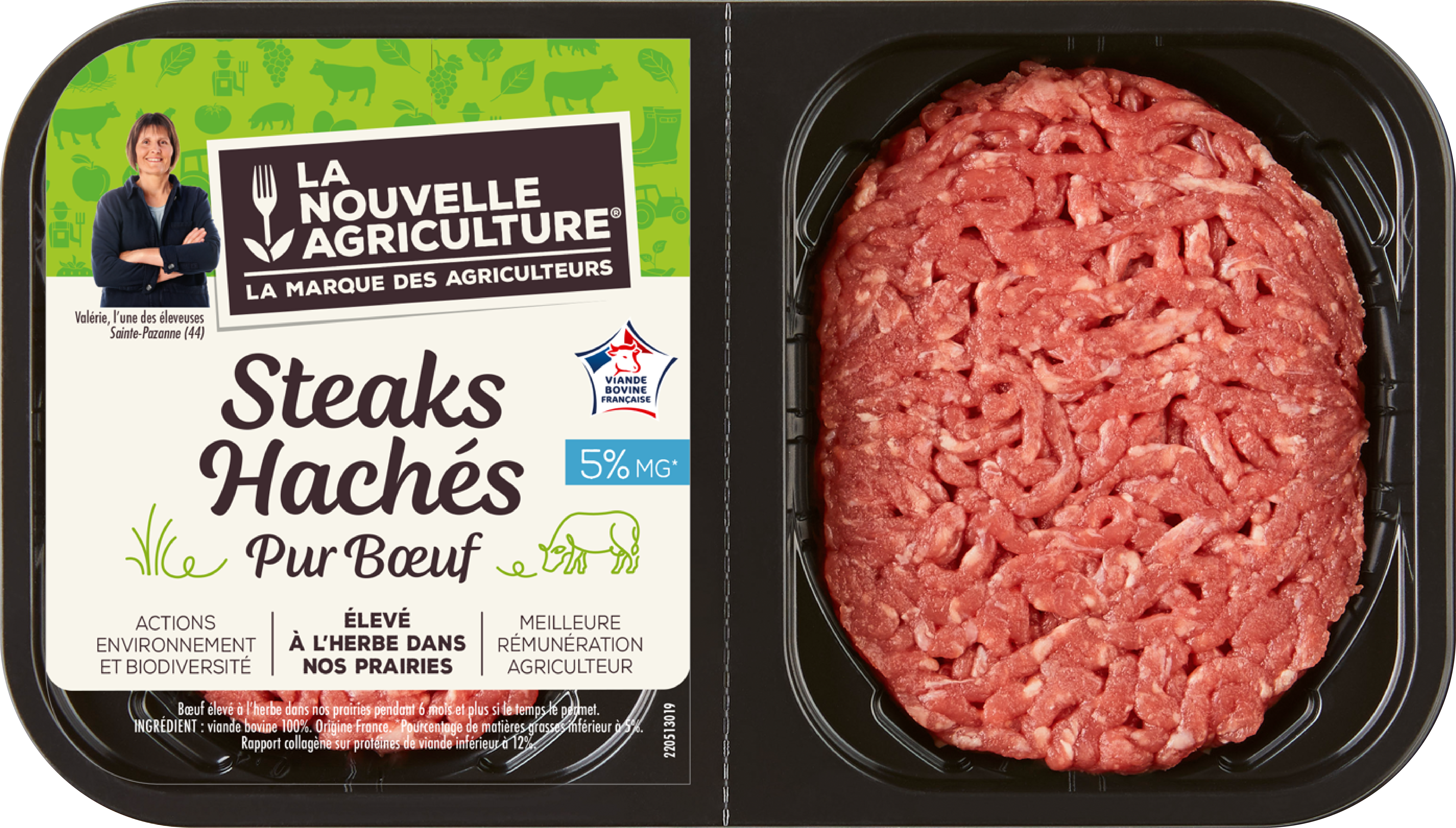 Pack produit de Steaks hachés pur Bœuf 5% de matière grasse La Nouvelle Agriculture